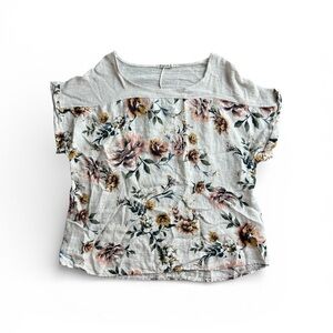 Lungo L’Arno made in Italy linen Floral Print Women's blouse Top Sz 2X
